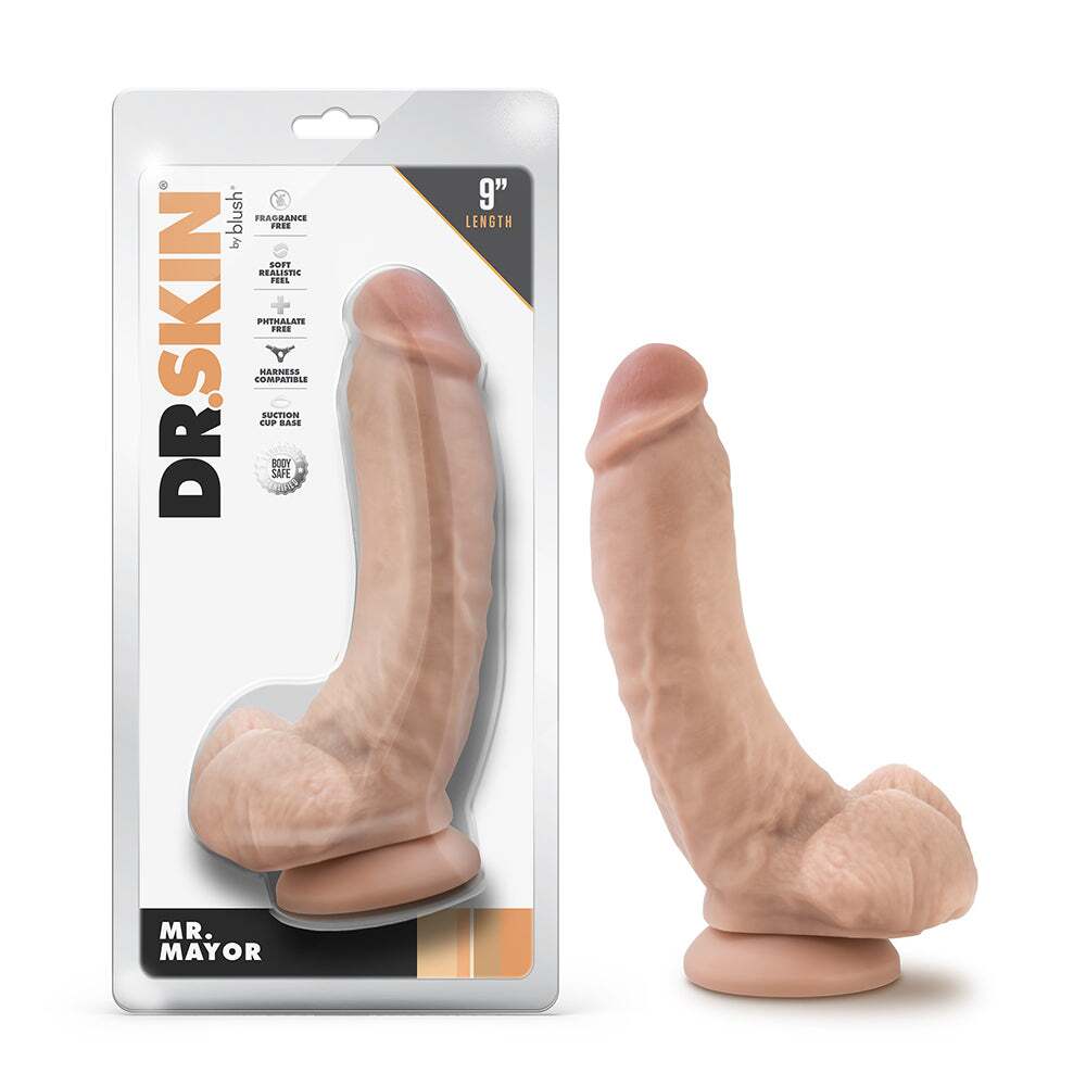 9 inch Dildo by Blush in Vanilla Ivory Beige shown for use by Her or Him
