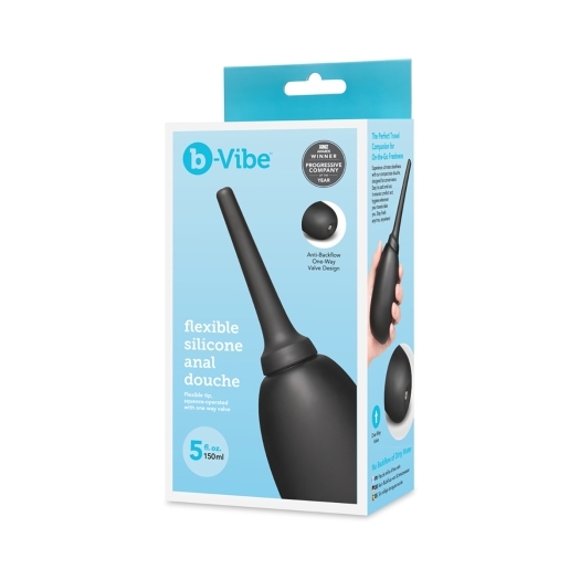 B-Vibe Flexible Silicone Anal Douche Black intimate cleansers and personal cleansing care by B-Vibe.