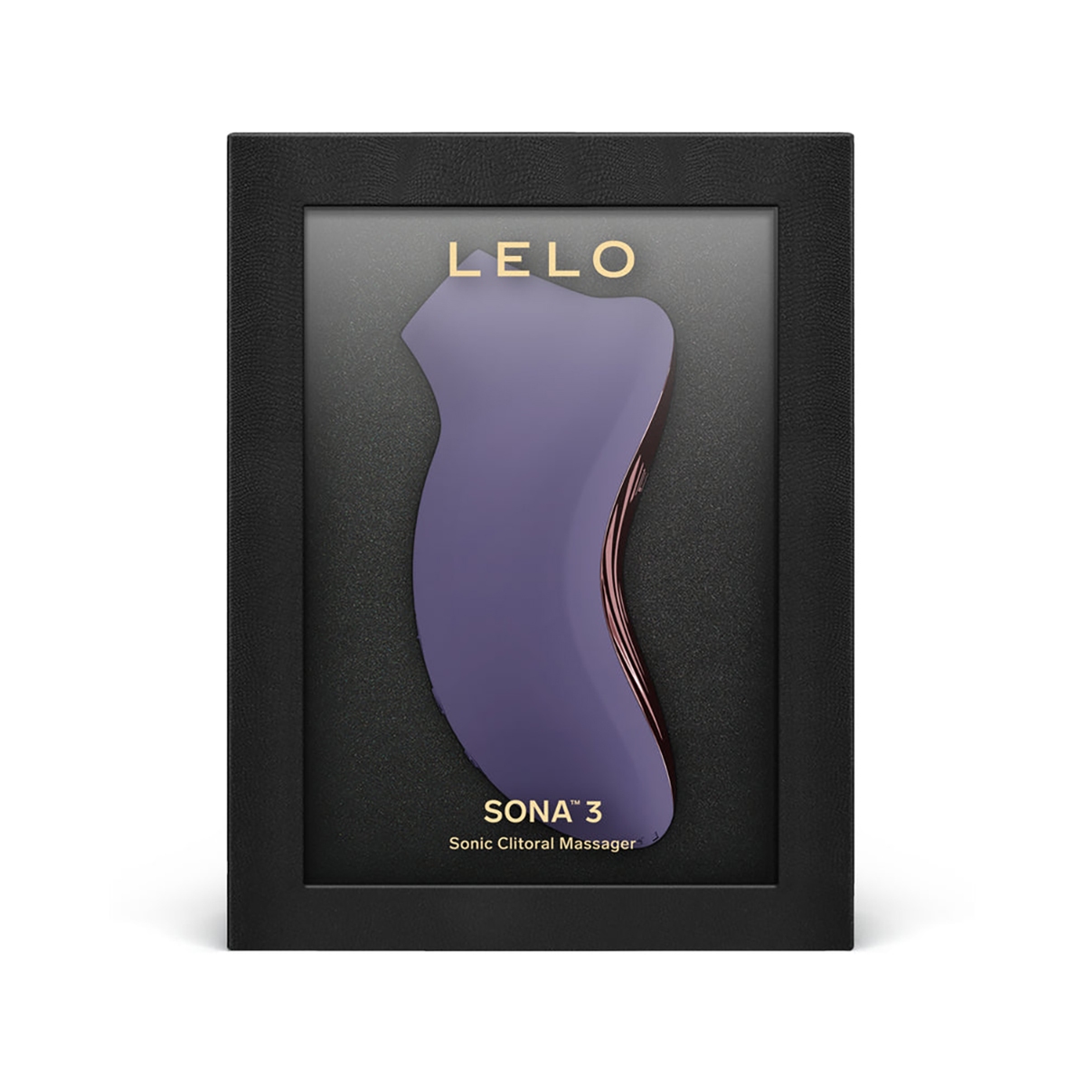 Purple LELO vibrator SONA 3 Clitoral Stimulator shown in hand for scale