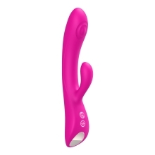 Pink Luv Inc vibrator Dr42 Double Thumping Rabbit shown in hand for scale