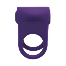 Purple VeDO vibrator Hard Rechargeable C-Ring shown in hand for scale