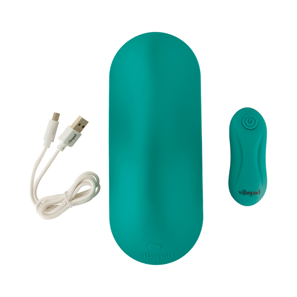 The  VibePad vibrator resting on soft fabric surface