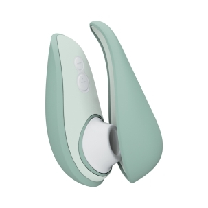 Womanizer vibrator Liberty 2- Sage shown in hand for scale