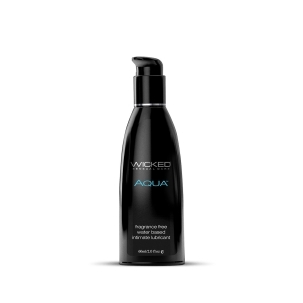 Bottle of 2 oz Water Based Lube Wicked Sensual Care showing clean, lightweight formula