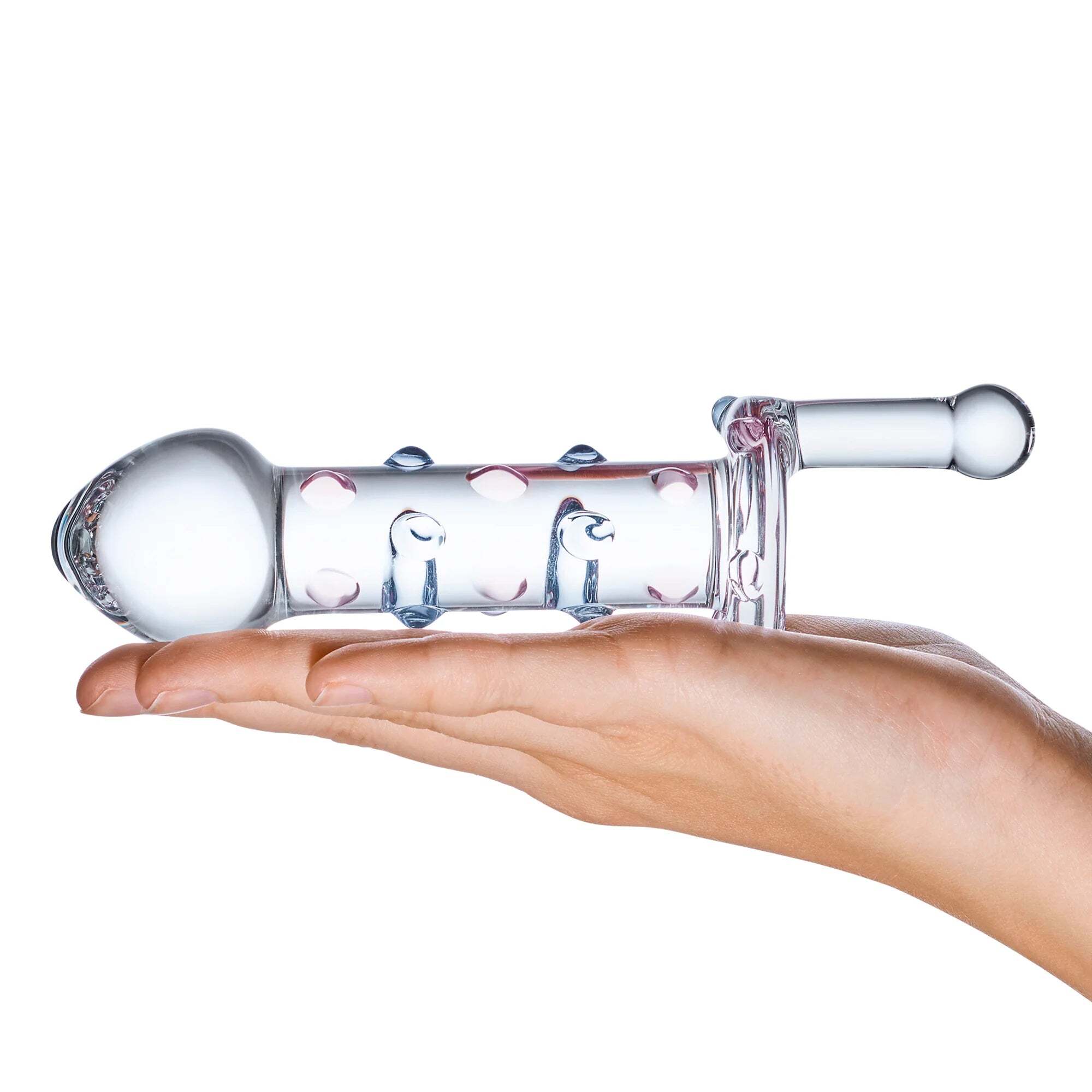 6.5 inch Dildo by Electric Eel in Light Pink shown for pegging Her or Him