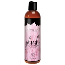 Bottle of 8 oz Vegan Lube Intimate Earth showing plant-powered formula