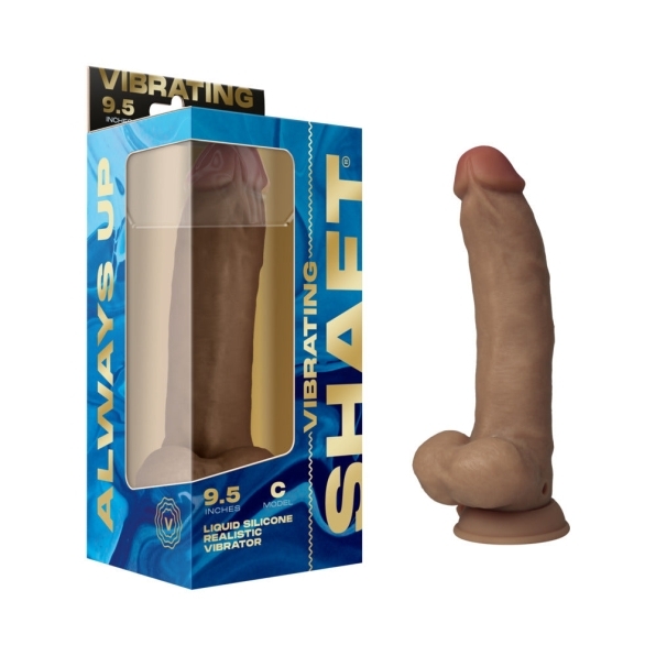 9.5 inch Dildo by Shaft in Tan Light Brown Mocha shown for use by Her or Him