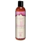 Bottle of  Water Based Lube Intimate Earth showing clean, lightweight formula