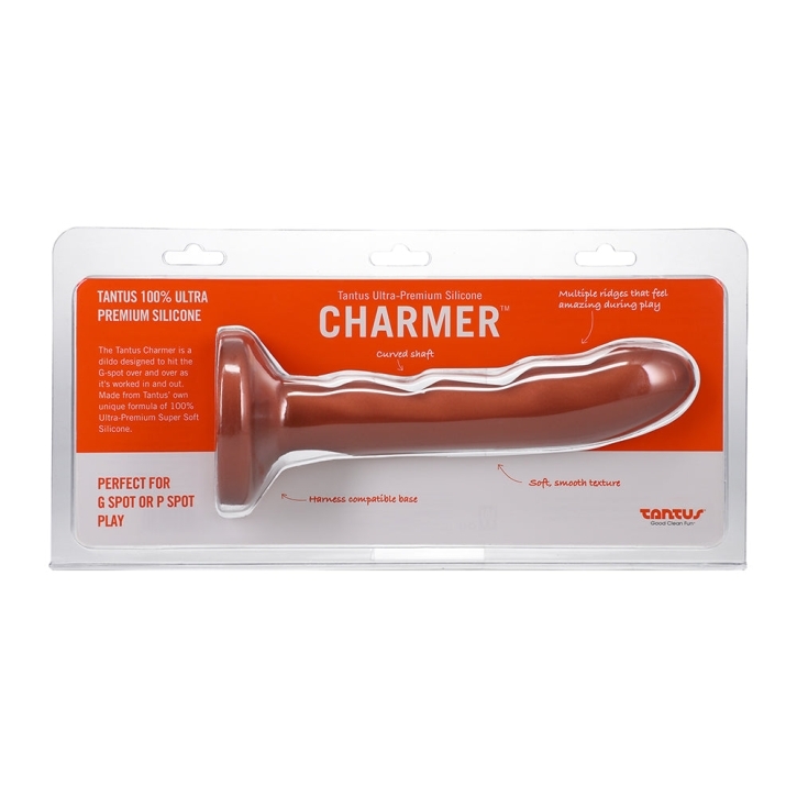 8 inch Dildo by Tantus in Copper shown for use by Her or Him