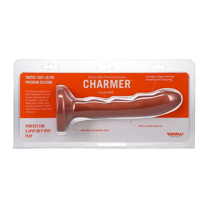 8 inch dildo by tantus in copper shown for use by her or him