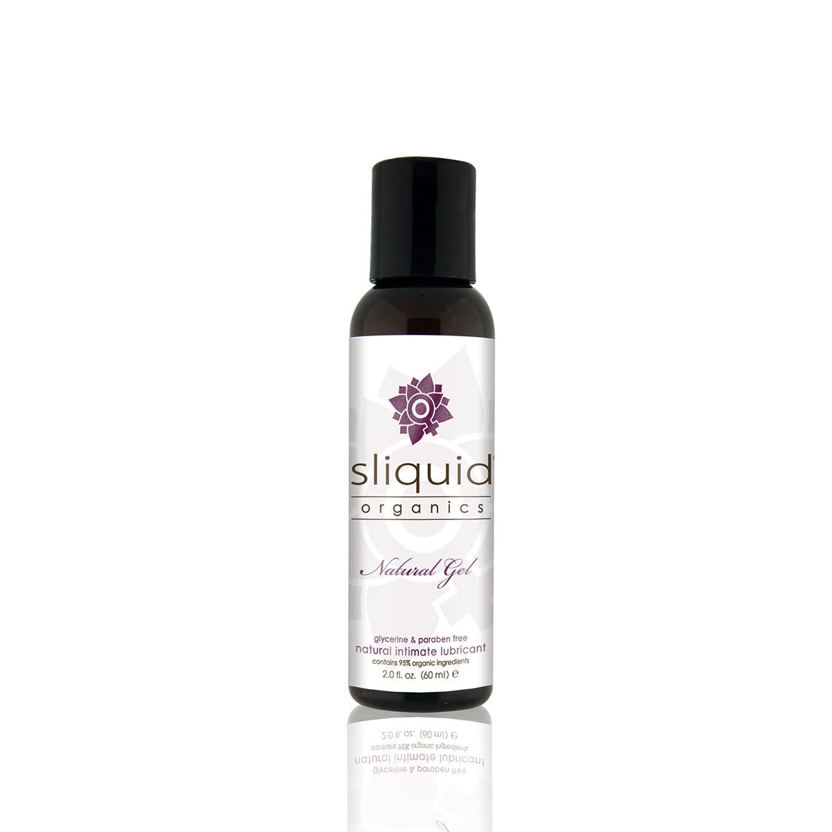 Bottle of 2 oz. Water Based Lube Sliquid showing clean, lightweight formula