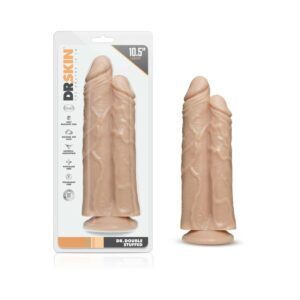 10.5 inch Dildo Blush Vanilla Ivory Beige Dr Skin Dr Double Stuffed Double Shaft Beige