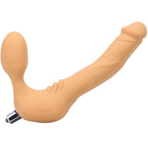 Dildo Tantus Vanilla Ivory Beige Real Strapless Slim Vibrating Strap On Honey