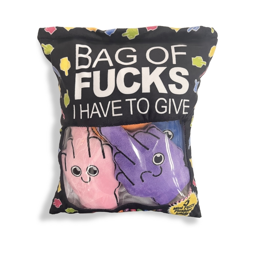 Buy  bag of fucks i have to give plush pillow book for her.