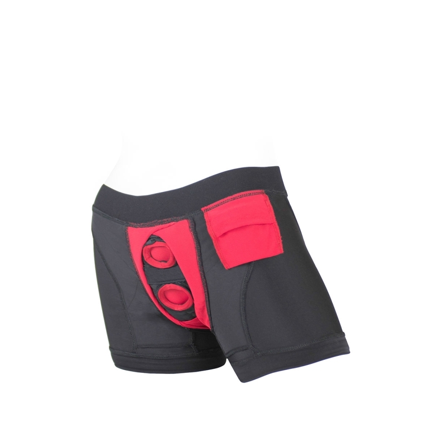 Best spareparts tomboii black/red nylon - 3x dildo panties made by spareparts hardwear on sale at hervibrators. Com