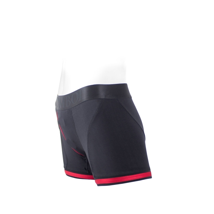 Best SpareParts Tomboii Black/Red Nylon - 3X dildo panties made by SpareParts HardWear on sale at herVibrators.com