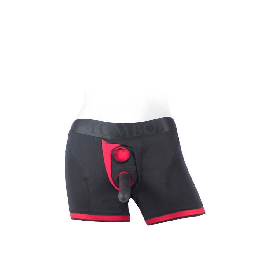 This medium tomboii black red nylon model features a sophisticated fit engineered for secure, comfortable wear