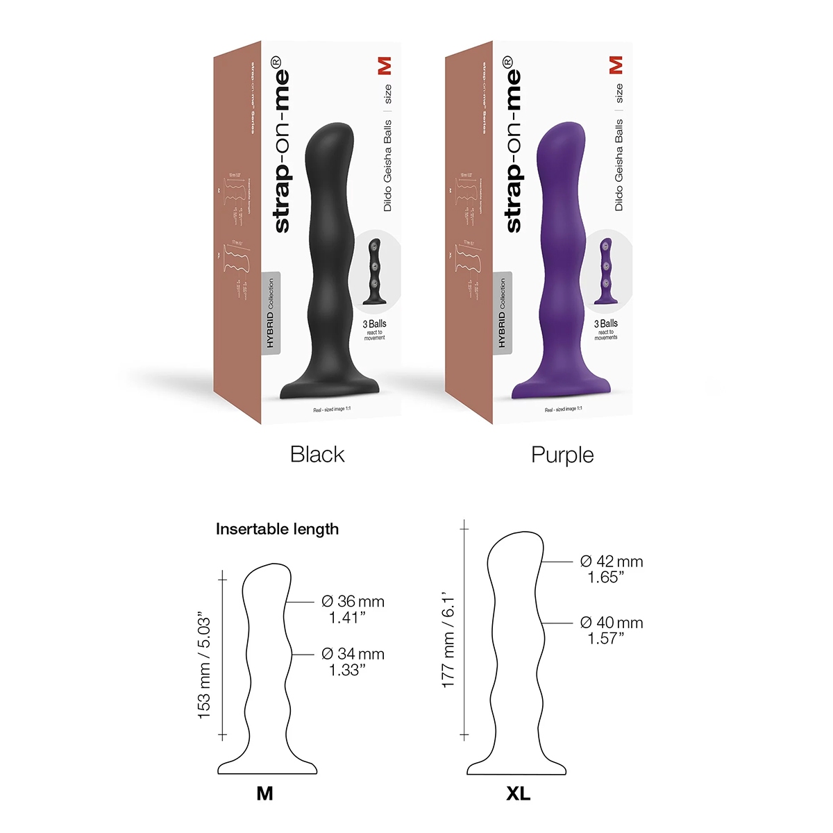 Strap On Me Geisha Ball Dil Medium Purple dildo made by Strap-On-Me on sale at herVibrators.com