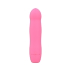 Pink B Swish vibrator Bdesired Infinite Deluxe LE- Flamingo shown in hand for scale