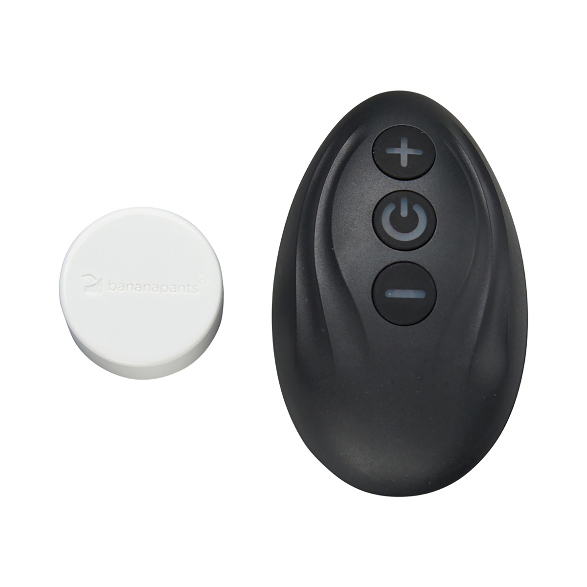 Angled view of the White Black Banana Pants vibrator designed for intimate use