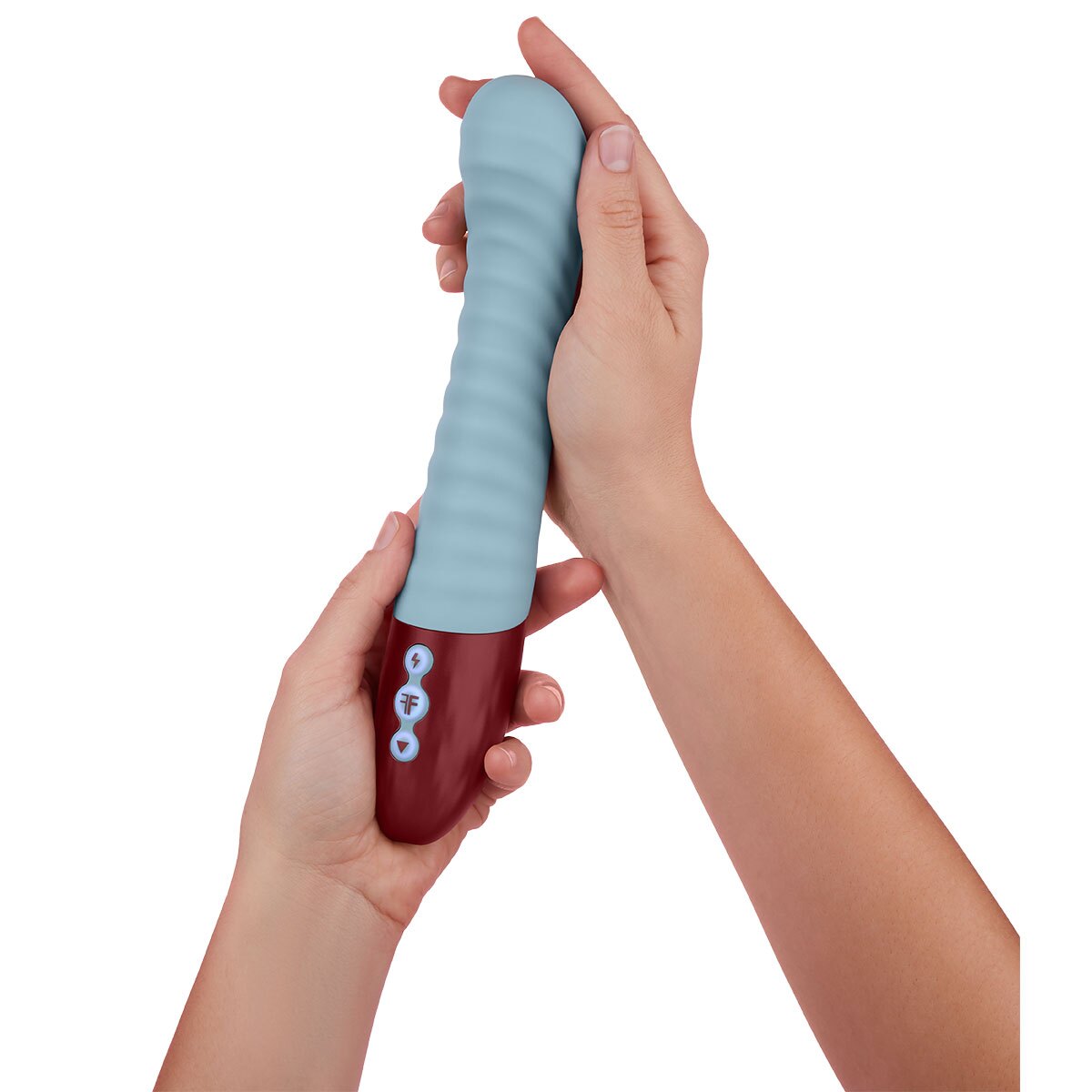 Close-up of the Blue Femme Funn vibrator for texture detail