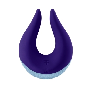 Purple Femme Funn vibrator Volea shown in hand for scale