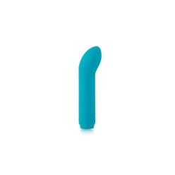 Teal Je Joue vibrator G-Spot shown in hand for scale