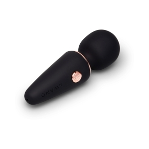 Black Le Wand vibrator Mini Micro shown in hand for scale