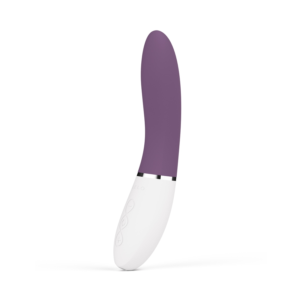 LELO vibrator LIV 3 App G-Spot Plum shown in hand for scale