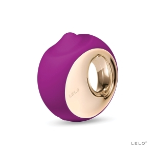 LELO vibrator Ora 3 Deep Rose shown in hand for scale