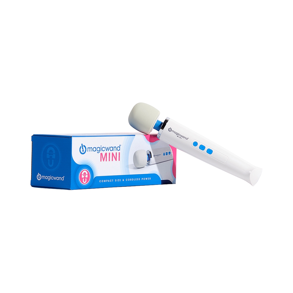 Magic Wand vibrator Mini Rechargeable shown in hand for scale