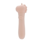 Pink Peach Creative Conceptions vibrator Unihorn USB Heart Throb shown in hand for scale