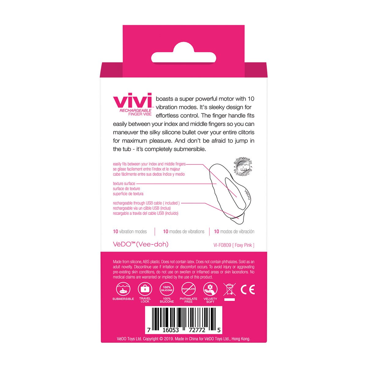 Close-up of the Pink VeDO vibrator for texture detail