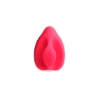 Pink VeDO vibrator Yumi Finger shown in hand for scale