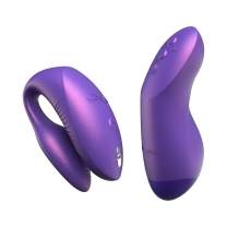 Purple we-vibe vibrator chorus pro cosmic shown in hand for scale