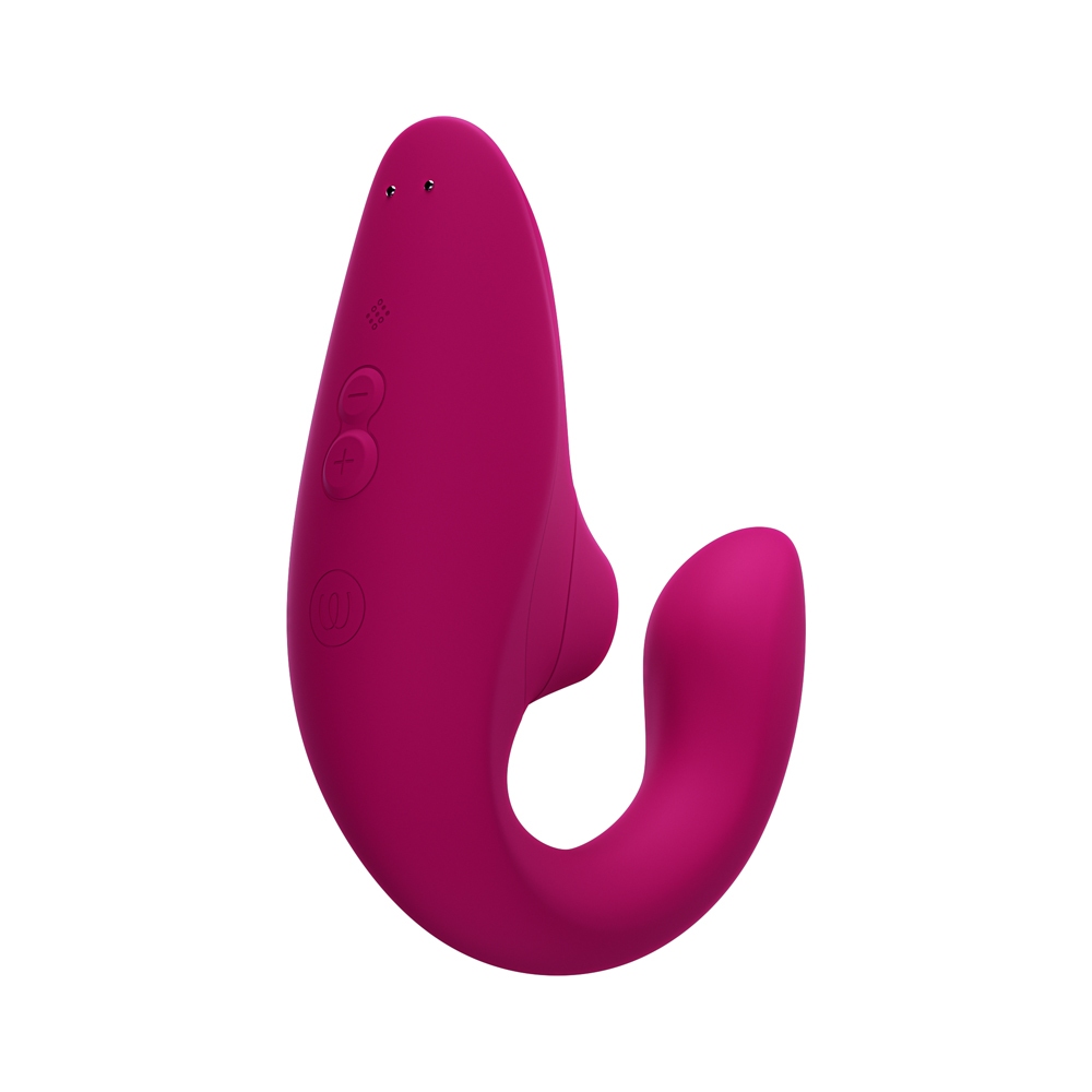 Charging setup for Pink Womanizer vibrator including cable