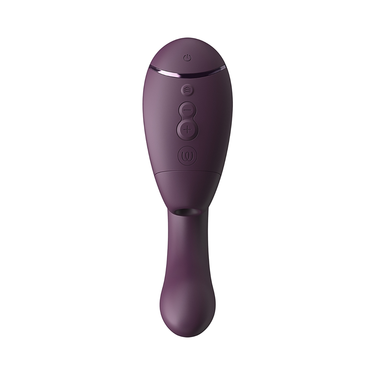 Lifestyle shot featuring the Purple Womanizer vibrator beside the bed