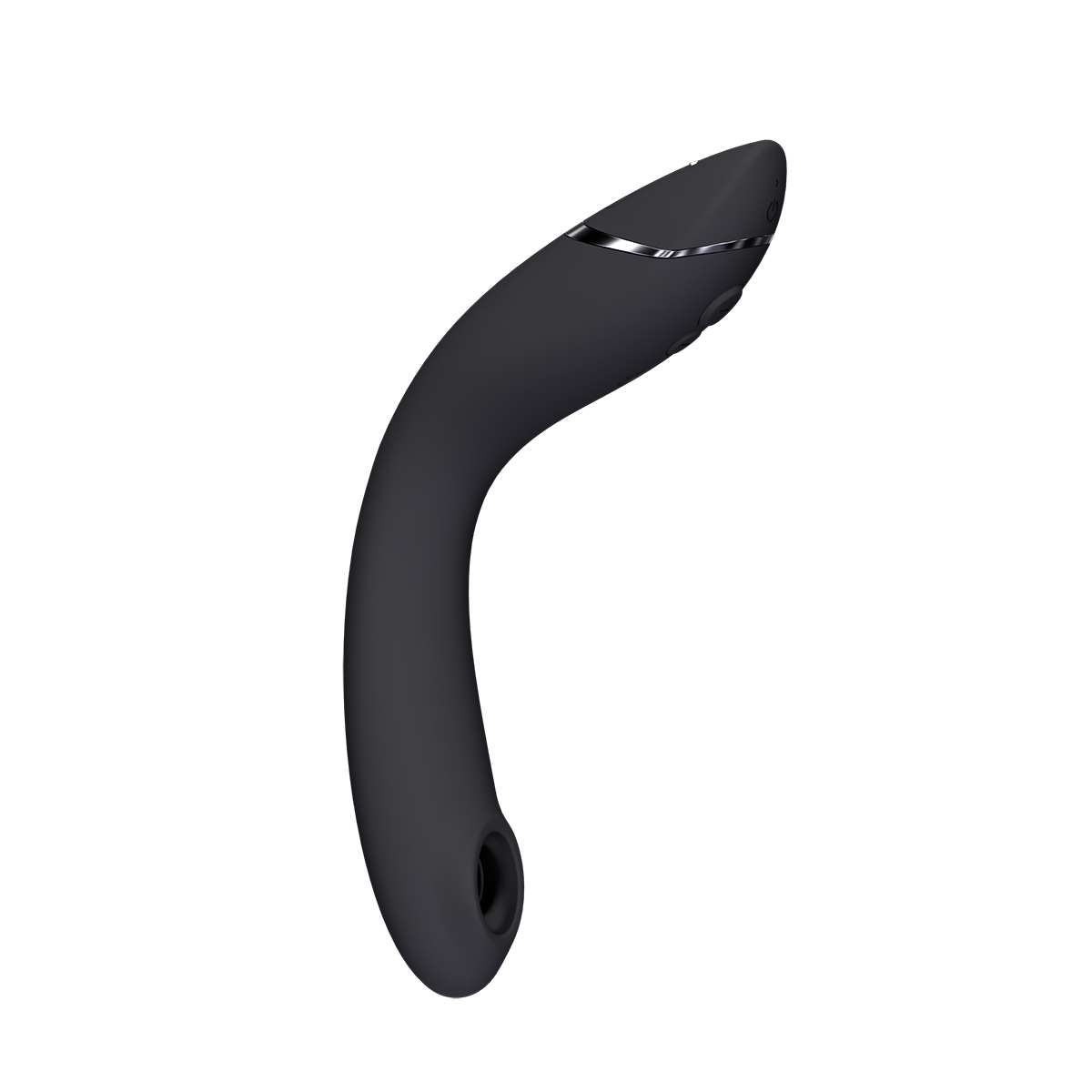 Womanizer vibrator OG Dark Gray shown in hand for scale