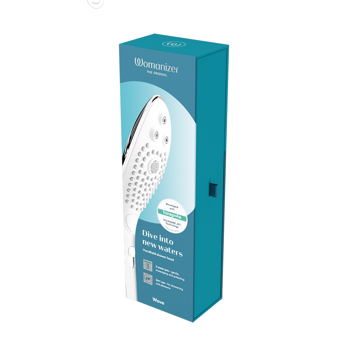 Close-up of the Chrome Womanizer vibrator for texture detail