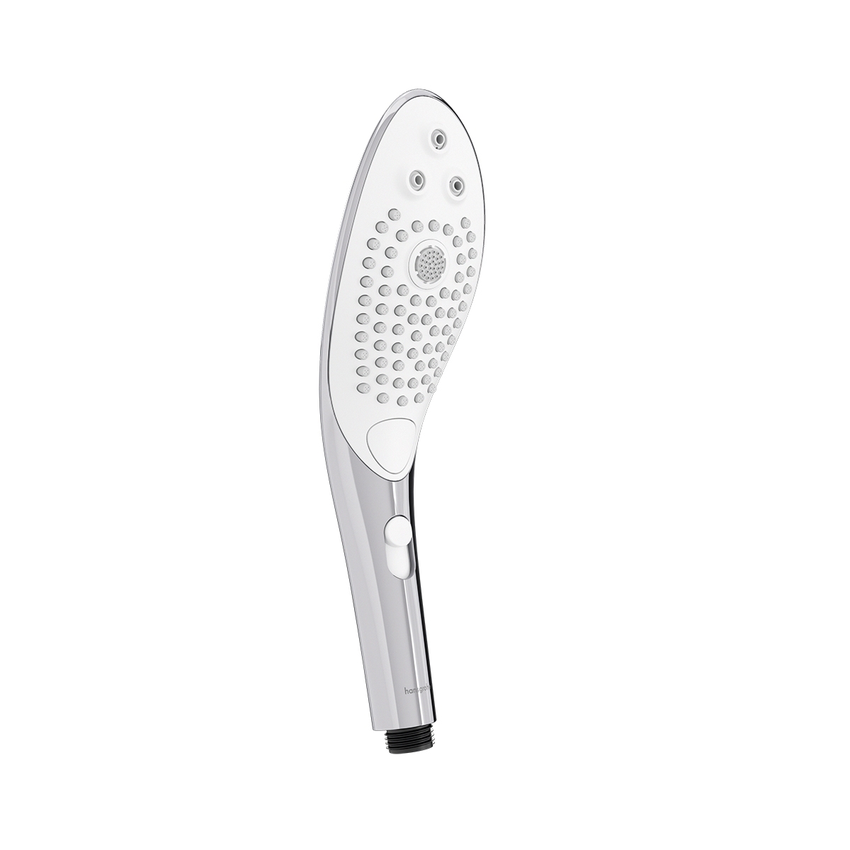 Chrome Womanizer vibrator Wave shown in hand for scale