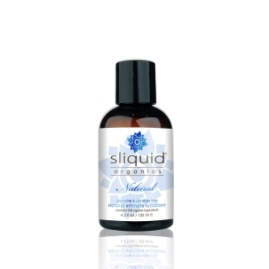 Bottle of 4.2 oz Organic Lube Sliquid showing clean, plant-based formula