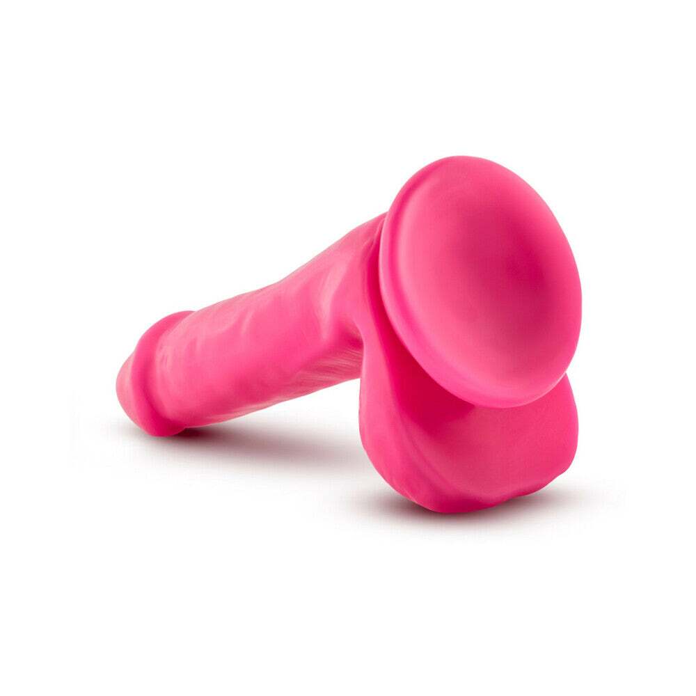 6 inch Dildo by Blush in Hot Pink Magenta Fuchsia shown for pegging Her or Him