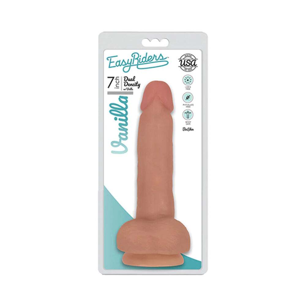 7 inch Dildo by Curve Novelties in Vanilla Ivory Beige shown for use by Her or Him