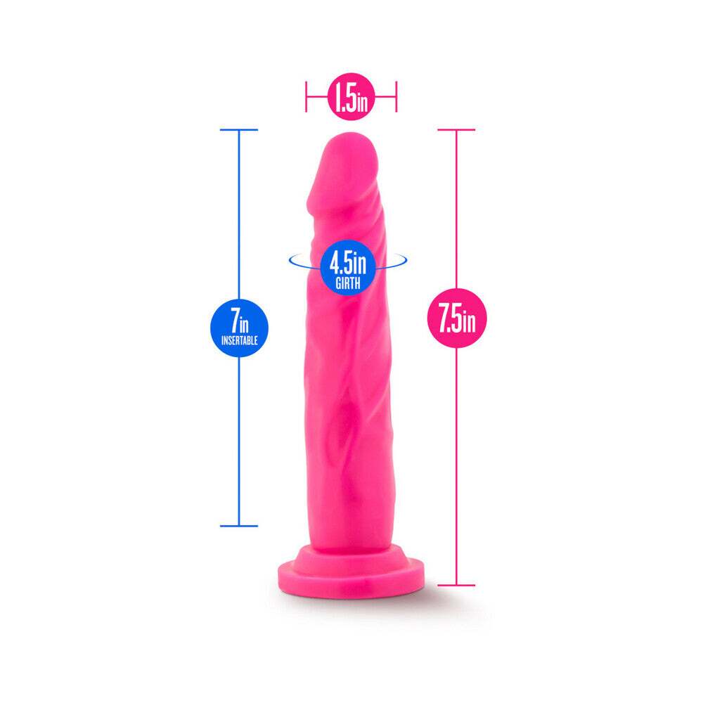 7.5 inch Dildo from Blush in Hot Pink Magenta Fuchsia pictured for anal pleasure for Her or Him