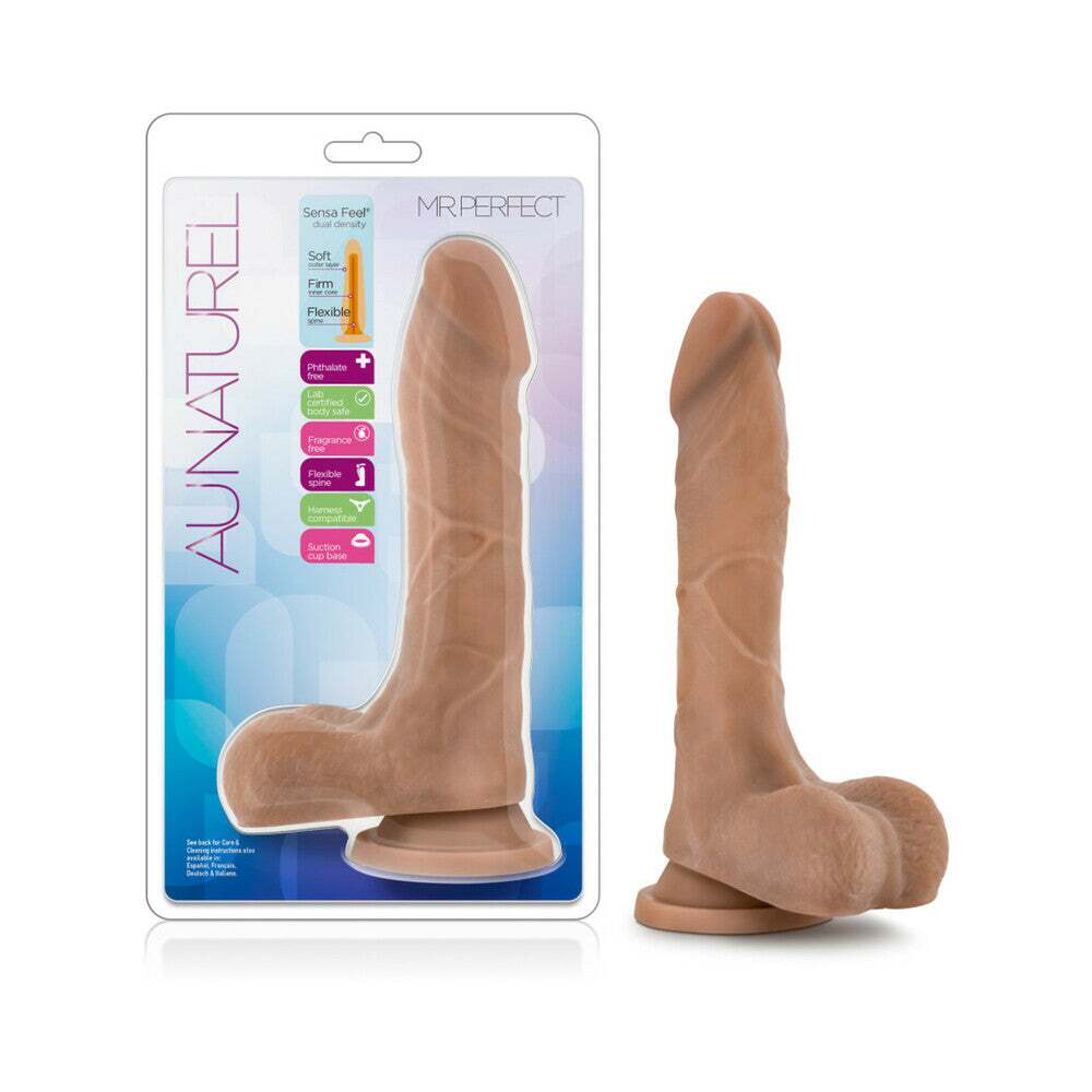 8.5 inch Dildo by Blush in Tan Light Brown Mocha shown for use by Her or Him