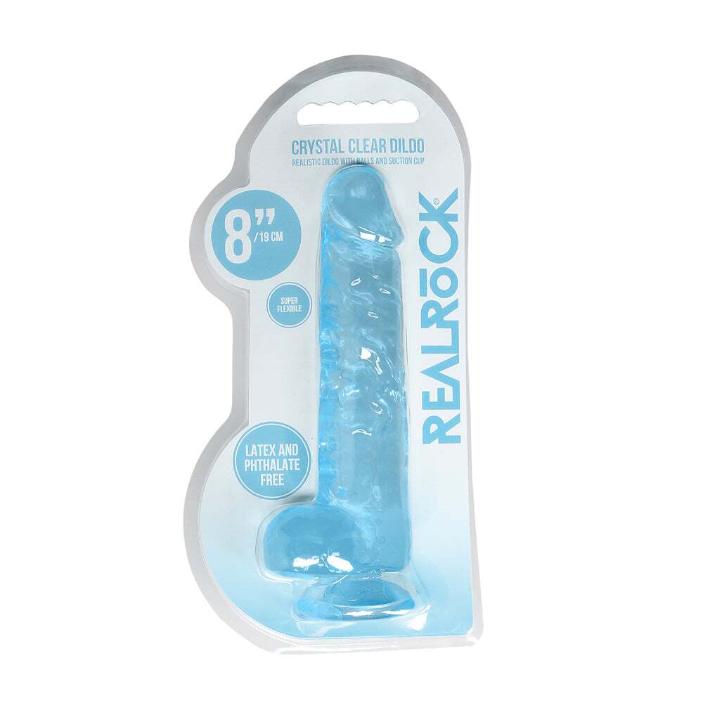 8 inch Dildo by Shots in Blue shown for use by Her or Him