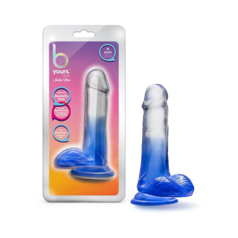 6 inch Dildo by Blush in Blue shown for use by Her or Him