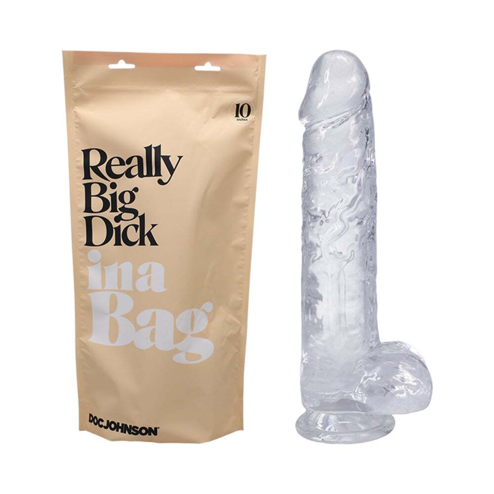 10 inch Dildo by Doc Johnson in Clear shown for use by Her or Him