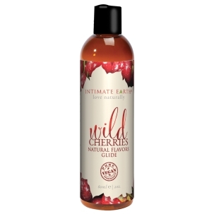Bottle of  Water Based Lube Intimate Earth showing clean, lightweight formula