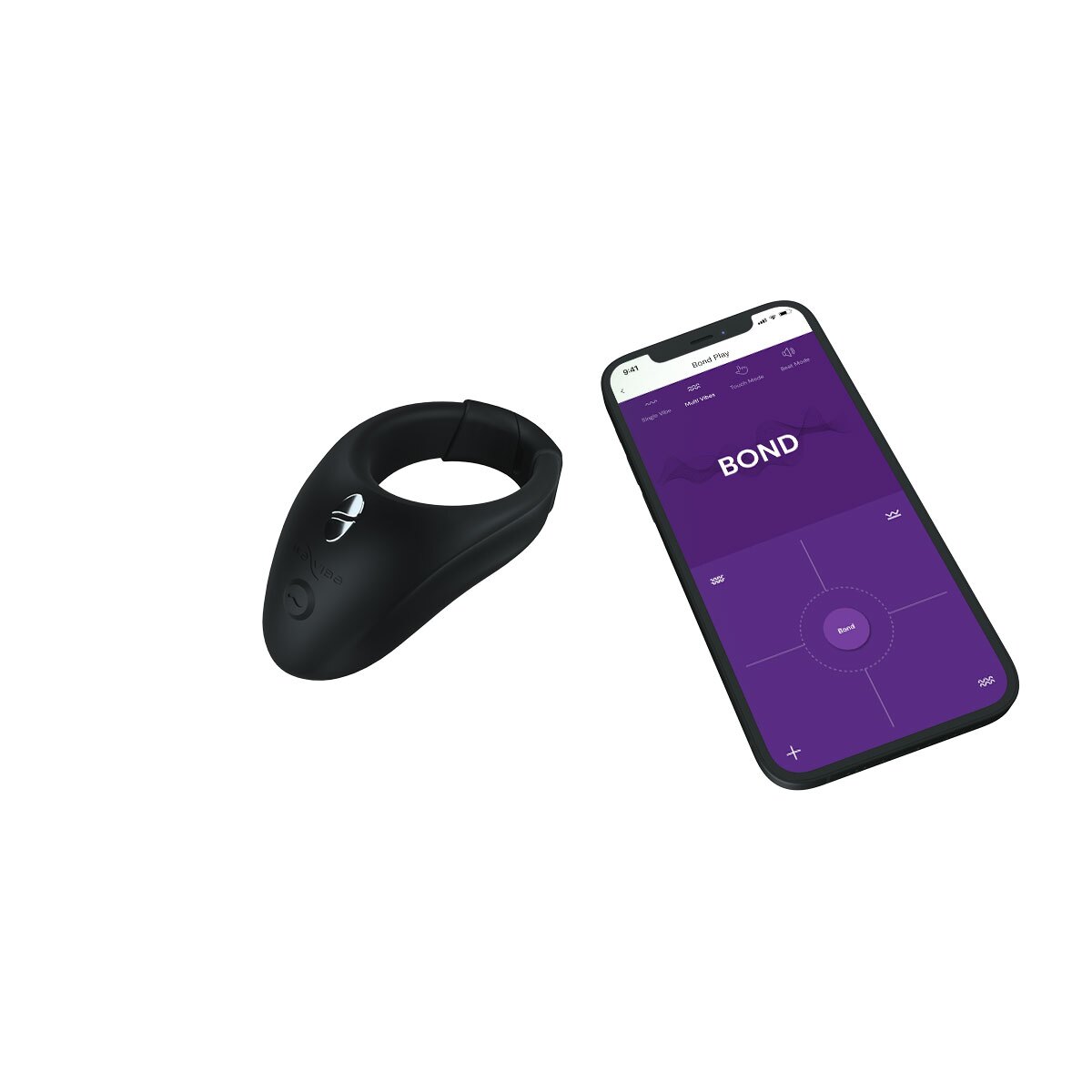 The Black We-Vibe vibrator resting on soft fabric surface